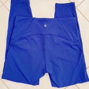 Lululemon train time sz 10 Blue Crop pants Mesh cut out